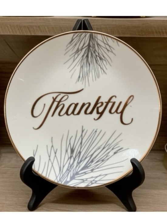 World Market Other - World Market THANKFUL Decorative Ivory Ceramic Plate NWT